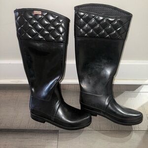 Hunter Women's Black Quilted Rain Boots